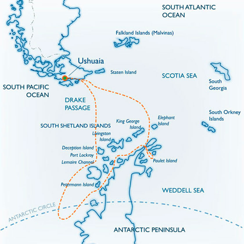  Circulo Polar Antartida en el M/V Ushuaia