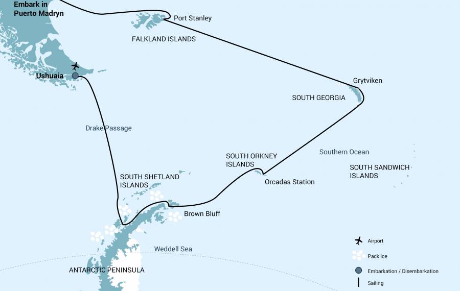  Islas Malvinas, Georgia del Sur & Antártida desde Puerto Madryn